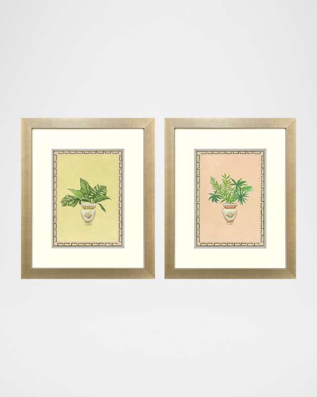 "Grecian Vase Palm I" Hand-Embellished Giclees by PopJoy Studio, Set of 2